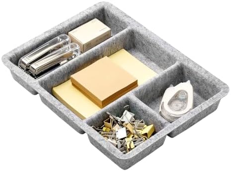 Vtopmart 1Pack-4Compartment Felt Desk Drawer Organize Storage Bins, Grey by Vtopmart