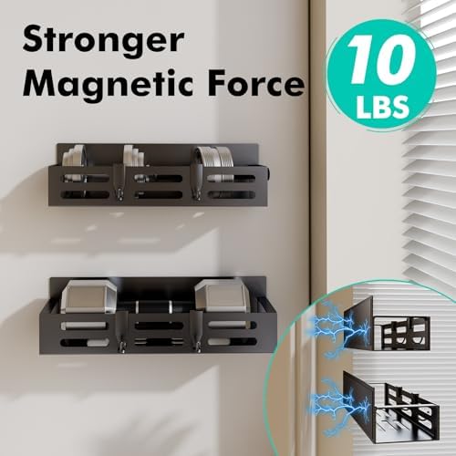 SETBAOO 4 Pack Magnetic Spice Rack for Refrigerator, Black Magnetic Shelf and Fridge Kitchen Storage Cabinet Organizers Seasoning Organization Mini Shelves, Organizadores de Cocina - Image 3