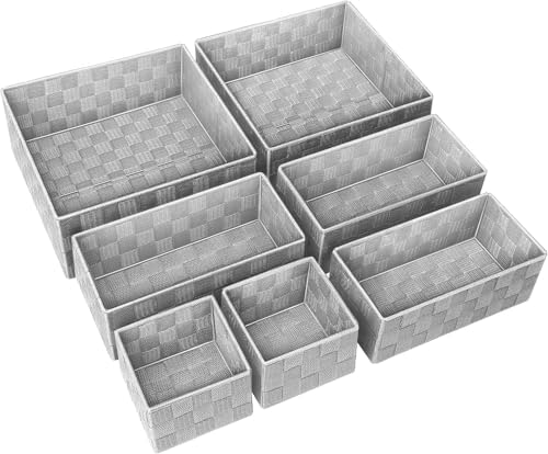 Posprica Small Baskets for Organizing(7 Set) Woven Storage for Shelves, Bathroom, Decorative Closet Organizer, Dresser Bins, Shelf - Image 2