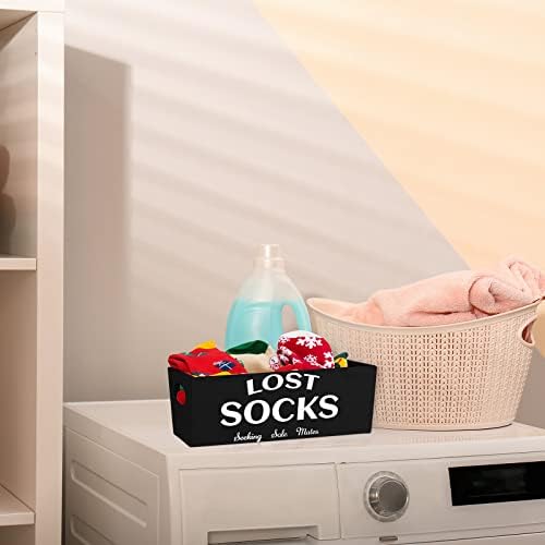Blulu Lost Socks Basket Sign Laundry Room Farmhouse Storage, Black - Image 3