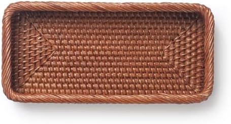 Rattan Bathroom Vanity Trays Toilet Tank Baskets Long Narrow Hand Towel Storage Basket for Storage, Decorative (Honey Brown 10.2 x 4.9 x 1.6 inch) - Image 4