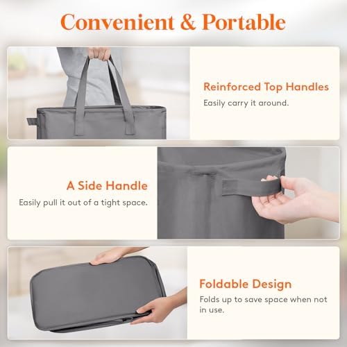 Lifewit 2 Pack Slim Laundry Hamper with Handles, 65L, Grey - Image 4