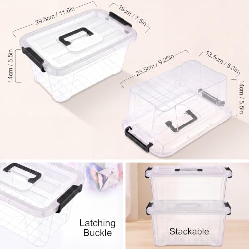 Storage Bins with Lids,7Qt Clear Stackable Storage Containers With Lids Buckle Latches.Perfect for LEGO, Crafts, Office Supplies, and Dorm Room Organization,6-Pack,ClearBlack - Image 3