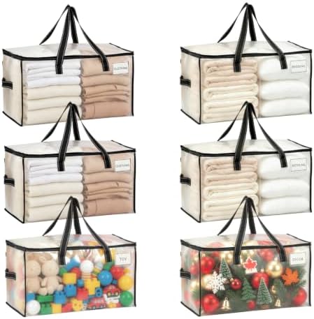VENO Moving Bags, Storage Bags, Wide Open Top, Clear, 6 Pack by Veno