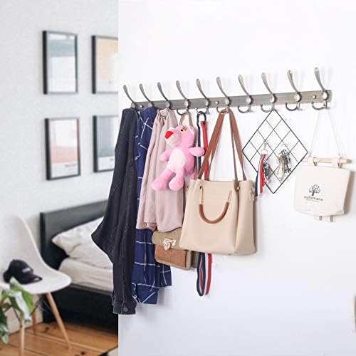 WEBI Coat Rack Wall Mount,37 5/8" Long Coat Hanger Wall,Coat Hooks Wall Mounted,16" Hole to Hole,10 Triple Hooks for Hanging Coats,Clothes,Jacket,Hats,Chromed,2 Packs - Image 5