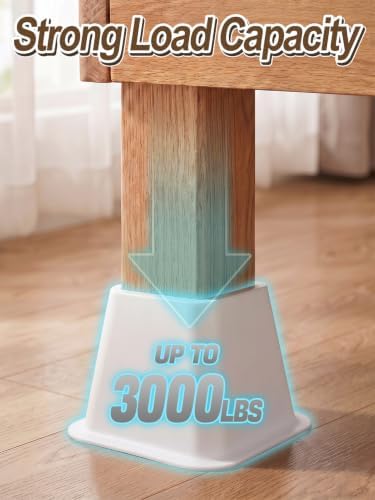 Apipi 4 Inch Stable Heavy Duty Bed Risers for Dorm Twin XL, 4 Pack - Image 3