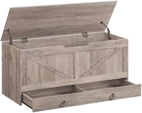 HOOBRO Storage Chest, 43.3" Toy Chest with Drawer, Wooden Storage Bench, Sturdy Entryway Bench Supports 330 lb, Shoe Bench, Safety Hinge, U-Shaped Opening, Easy Assembly, Greige BG711CW01G2 by HOOBRO