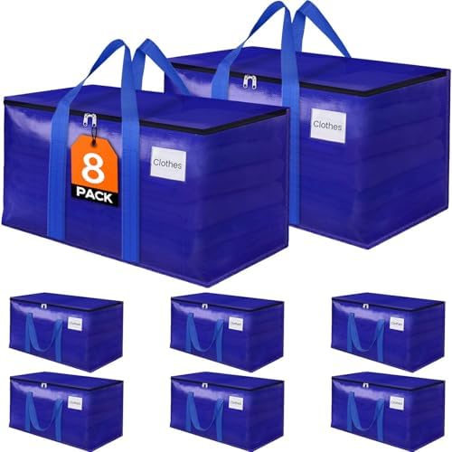 FabSpace 8 Pack Moving Storage Bags Heavy-Duty with Zippers for Clothes by Fabspace