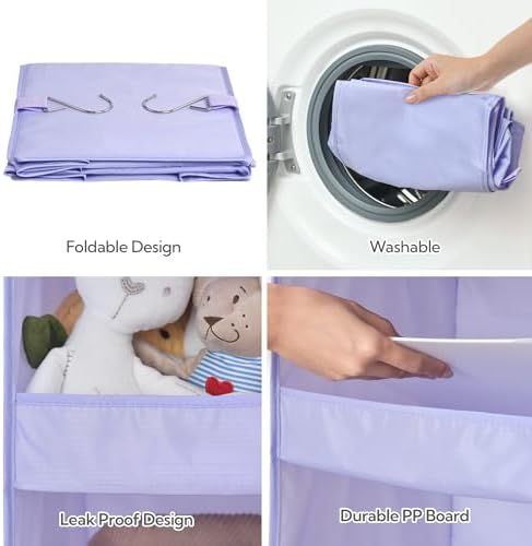 GRANNY SAYS 3-Shelf Hanging Closet Organizer, Foldable Storage, Purple - Image 6