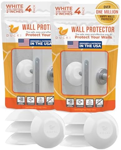 Door Stoppers Wall Protector 2", Reusable & Self Adhesive - 8 Pack White by Ducki