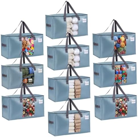 VENO Moving Bags, Wide Open Top, Clear Window, Light Blue, 10 Pack by Veno