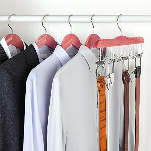 TOPIA HANGER American Red Cedar Wood Belt Hanger, Belt Organizer Rack with 12 Metal Hooks,Closet Organizer for Tank Tops, Ties, Scarves, Neckties (1-Pack) CT13B - Image 5