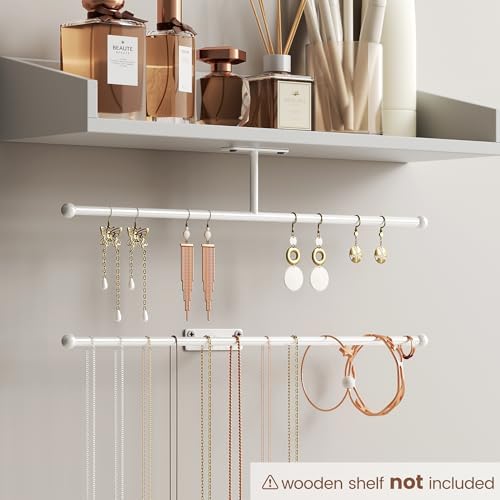 Wall Hanging Jewelry Organizer 12.6", Screw Included, White 2-Pack - Image 3