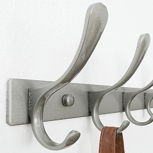 SKOLOO Coat Rack Wall Mounted - 6 Hooks, Heavy Duty, Stainless Steel, Metal Wall Hangers, Sturdy Coat Hooks for Hanging Coats, Jacket, Clothes, Hat, Matte Grey - Image 3