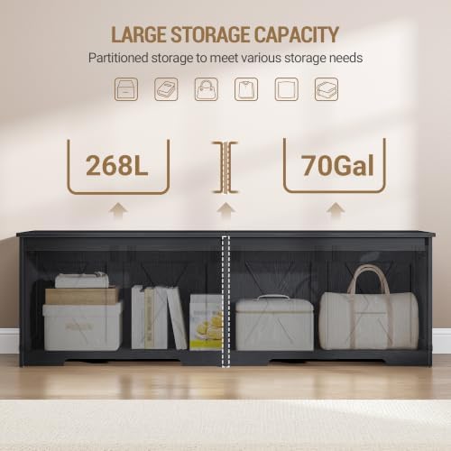 Hzuaneri 59 inches Rustic Storage Chest and Bench | 70 Gal | 330lb Seat - Image 5