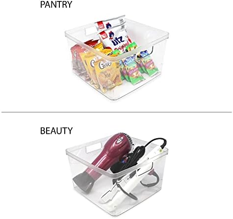 Isaac Jacobs 2-Pack Square Clear Storage Bins (10” L x 10” W x 6.1” H) - Image 4