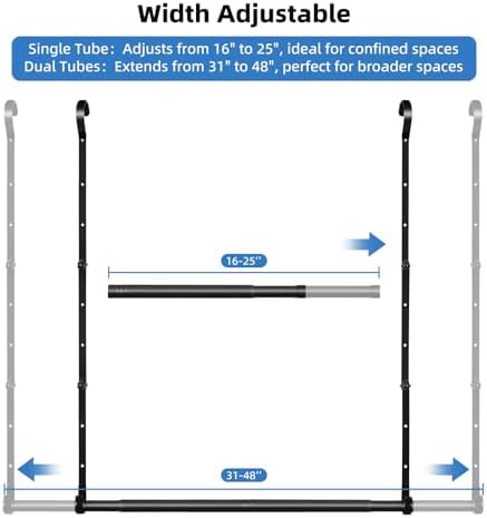 Hanging Closet Rods - Adjustable Height & Width Closets Bar Lower Extender - Image 3