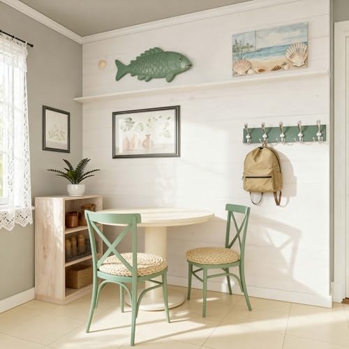SKOLOO Creations Forest Green Solid Wood Wall Mounted Coat Rack, 5 Hooks, 16-7/8" Long - Kitchen, Mudroom, Entryway, Bathroom - Includes Mounting Hardware, Wall Coat Hanger, Towel Rack - Image 3