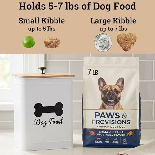 Metal Dog Food Container 5-7lb, 25 Cup w/ Airtight Bamboo Lid, Metal Handle - Image 3