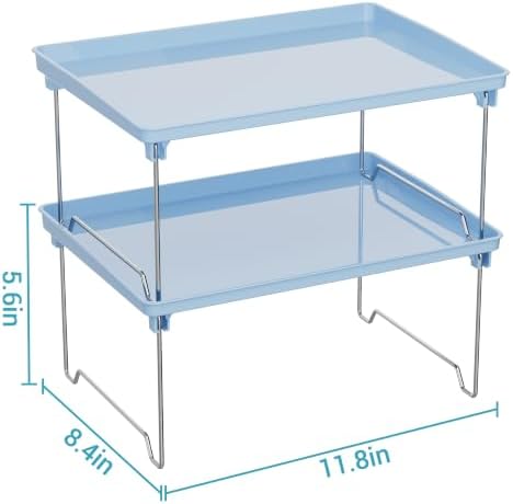 STARLATTA 2 Pcs Blue Countertop Cabinet Organizer Shelf - Image 3