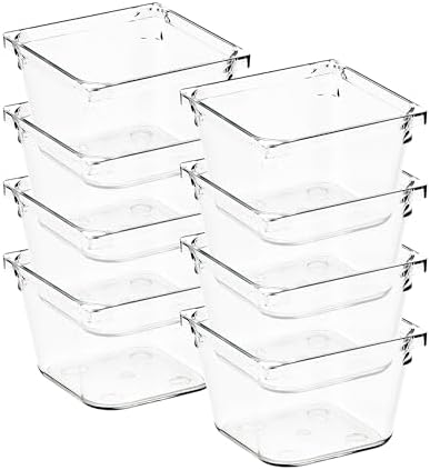 8 Pack Drawer Organizers, 3"X 3" Clear Acrylic Storage Bins by Ravinte+Decor