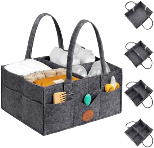 KeaBabies Baby Diaper Caddy Organizer with Handle, Portable (Mystic Gray) by KeaBabies