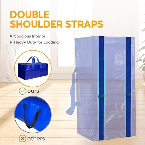 HealSmart 10 Pack Extra Large Moving Bags with Zippers & Carrying Handles, Heavy-Duty Storage Tote Moving Boxes for Dorm Room Essentials Storage Bags, Blue - Image 5