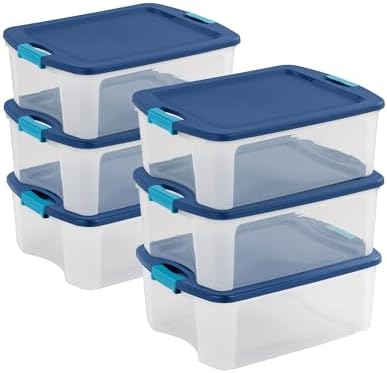 Sterilite Latch and Carry, Plastic Storage Bins w/ Lids, 12 Gallon, 6-Pack by Sterilite