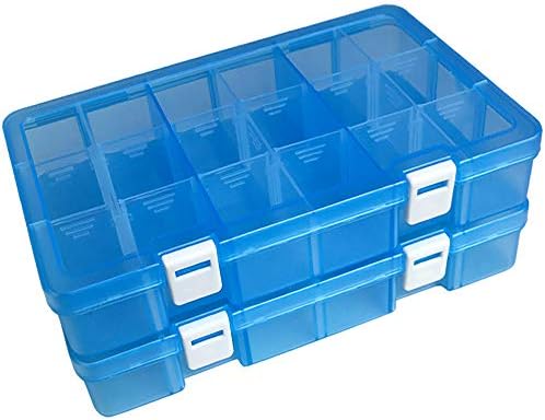 DUOFIRE Plastic Organizer Storage Box, Adjustable Divider 18 Grids,Blue x 2 by DUOFIRE