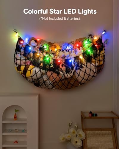 Boho Macrame Stuffed Animal Hammock, Falt Wall or Corner Hanging, Black, XL - Image 3