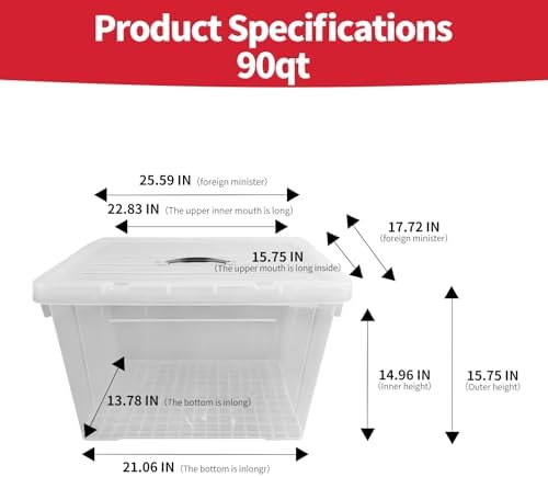90 Quart 4-Pack Stackable Clear Storage Bins with Lids - Image 2
