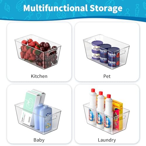 Clear Fridge Organizer Bins with Handles, 6 Pack 9.5×5×4.5 Inch - Image 2