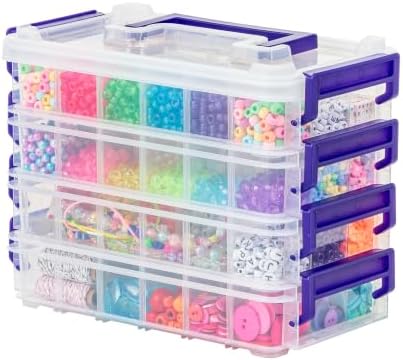 IRIS USA 2 Qt. Bead Organizer Storage Bins |Made in USA| - Clear/Violet by IRISUSA