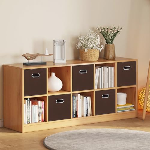 Black Foldable Storage Cubes Bins, Fabric Storage Box Cubes Organizer Baskets with Dual Handles for Home Organizer,Set of 3,(Coffee) - Image 5
