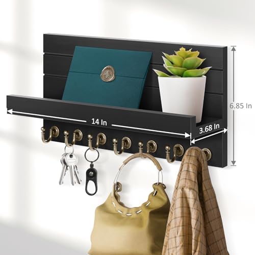 HONJIN Key Holder for Wall: Upgraded 7 Sturdy Key Hooks Easy Installation Mail Organizer Wall Mount Hanging Key Rack for Kitchen and Entryway Decor - Image 6