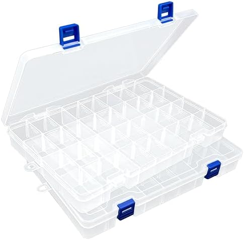 DUOFIRE Plastic Organizer Storage Box, Adjustable Divider 34 Grids, 2 Pack by DUOFIRE