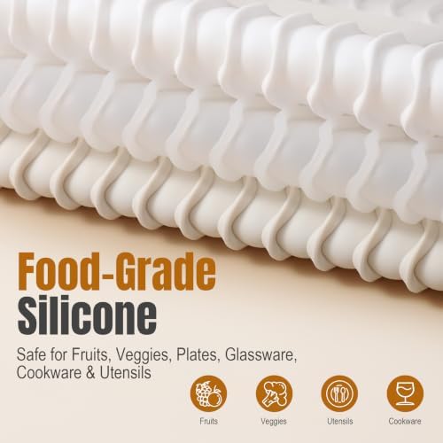 2 Pack Silicone Dish Drying Mat for Kitchen Counter Dining Place Mats Waterproof Shower Caddy Organizer Sink Protector Appliance Storage Vanity Trays Dryer Rack Drainers Items 15"x11.5" Beige - Image 5
