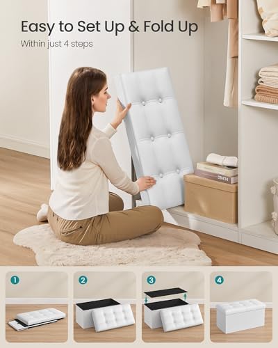 SONGMICS Storage Ottoman Bench, 30 Inches Folding Foot Rest Stool - Image 6