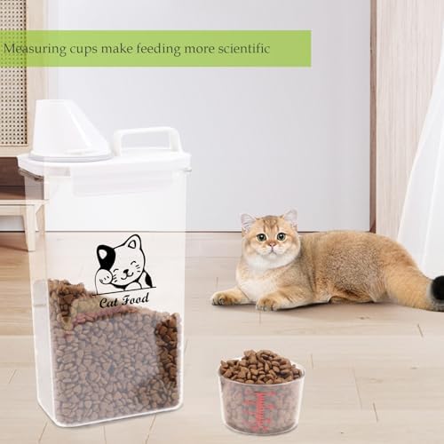 Cat Food Storage Container Small |3lb/2.5 L Clear Plastic Cat Food Treats Container Airtight with Measuring Cup|Portable Pet Food Containers Ideal for Travel| Easy Pour|BPA Free - Image 4