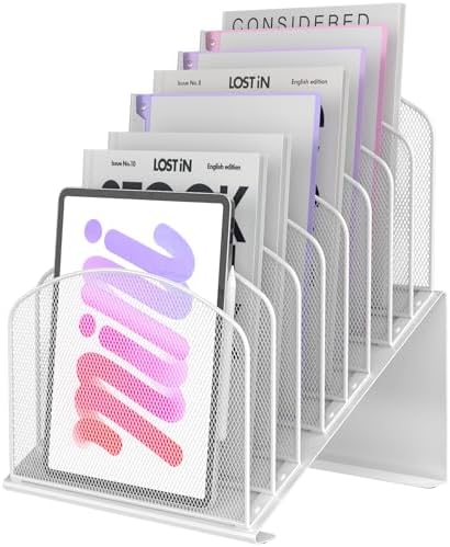 Sinboun Inclined Desk File Organizer Folder Holder with 8-Section, White by Sinboun