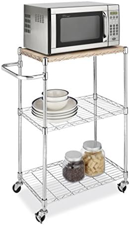 Whitmor Supreme Kitchen and Microwave Cart Wood & Chrome 13.25 x 27.5 x 33.5 inches - Image 4