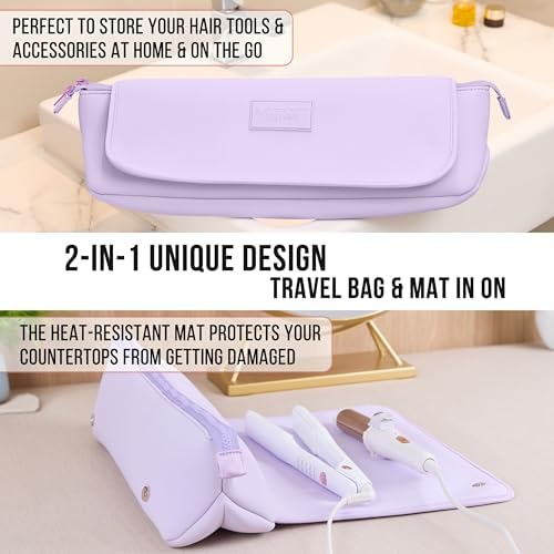 BAREFOOT CARIBOU Hair Tools Travel Bag and Heat Resistant Mat 17" (Lilac) - Image 4