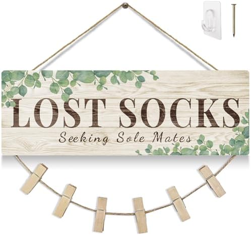 Laundry Sign Wall Decor Lost Sock Bathroom Farmhouse Wall Decor by PerfesoLHome