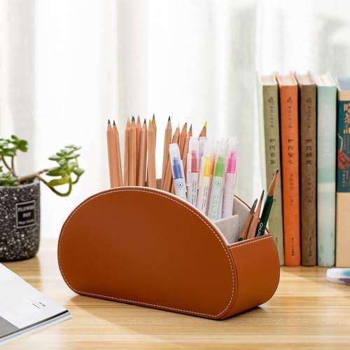 Remote Control Holders Organizer Box with 5 Compartment PU Leather Caddy - Image 5