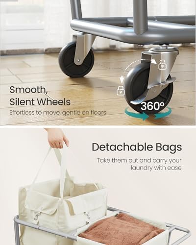 SONGMICS 2-Section Laundry Basket with Wheels, 50.2 Gallons (190 L) Hamper - Image 5