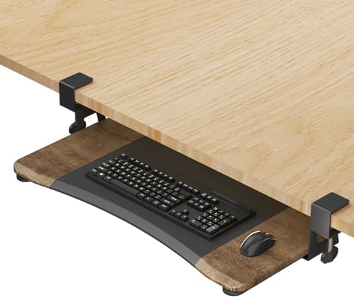 suptek Keyboard Tray Under Desk Pull Out with C Clamp Mount, Computer Keyboard & Mouse Tray, 25.6 (30 Including Clamps) x 11.8 inch Slide-Out Platform Computer Drawer for Typing, DSF1C by suptek