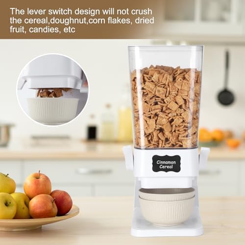 Cereal Dispenser Countertop with Cereal Bowls,16 Labels & Pen, Cereal Containers Storage, Candy Dispenser, Dry Food Dispenser For Pantry - Not Easy to Crush Food (White, 2 Pack) - Image 5