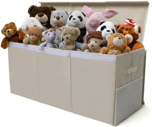 SoftOwl Extra Large Toy Storage Organizer with Lid - Sturdy, Collapsible Toy Chest Storage Box Design - Toys Bin with Dividers for Kids, Nursery, Bedroom, Playroom 37"x16"x14" by SoftOwl