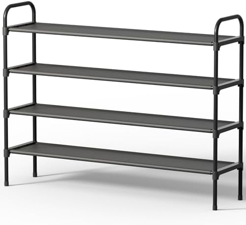 Kitsure Extra-Long Shoe Rack for Closet, 39.0" Wide - 4 Tier, Black by Kitsure