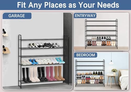 KEETDY Large Shoe Rack 6 Tier Organizer Tall Metal Shoe Organizer for Entryway Bedroom Floor Garage, Wide Shoe Shelf Storage Fits 42 Pairs Men Sneakers, Black - Image 6